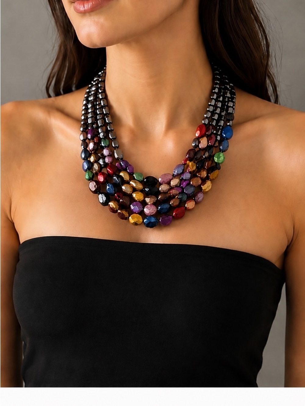 Barse Multi Color Mother Of Pearl Statement Necklace SS Chain and Claspš„ - Picture 3 of 4